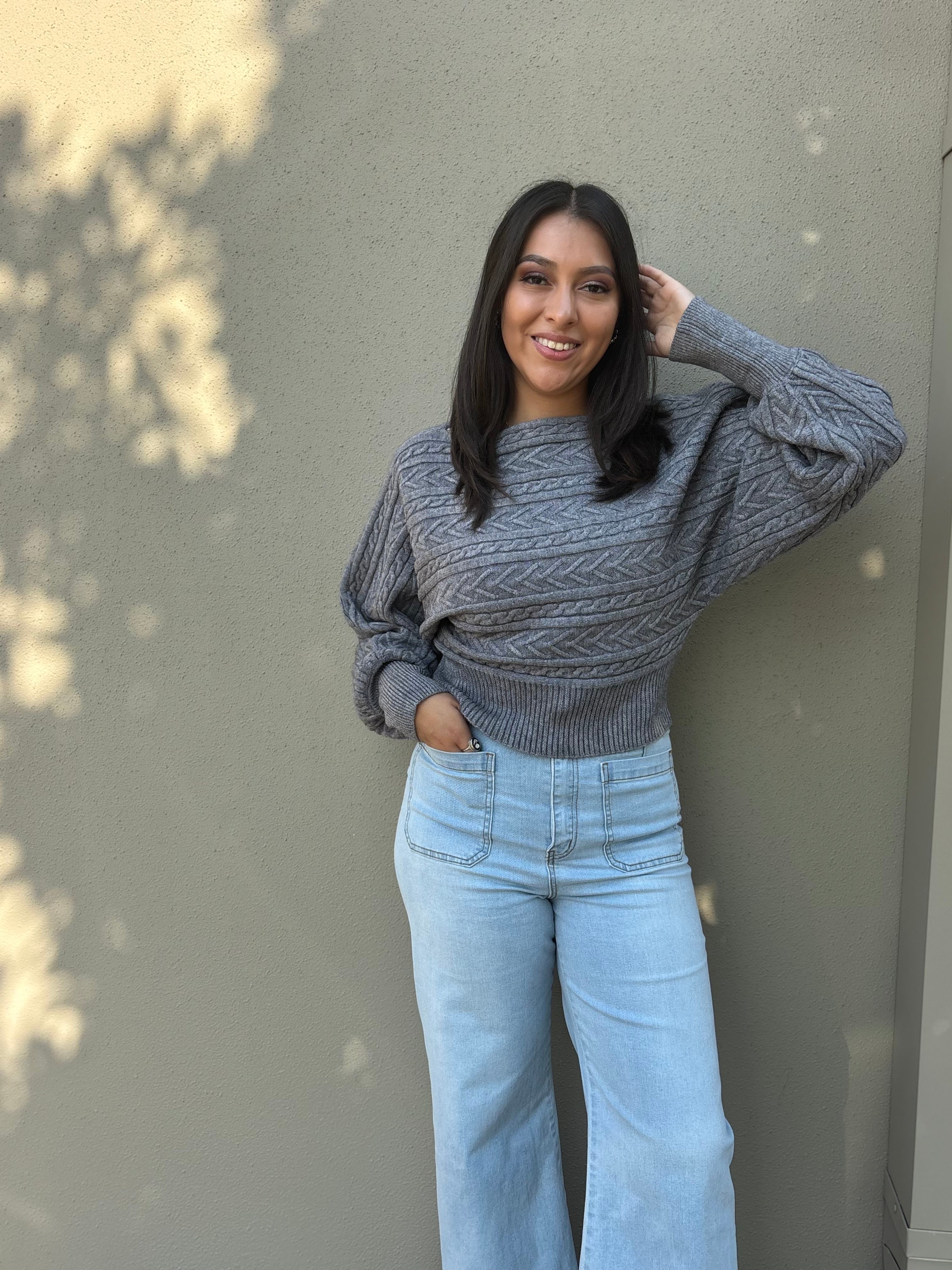 Gray Cropped Sweater