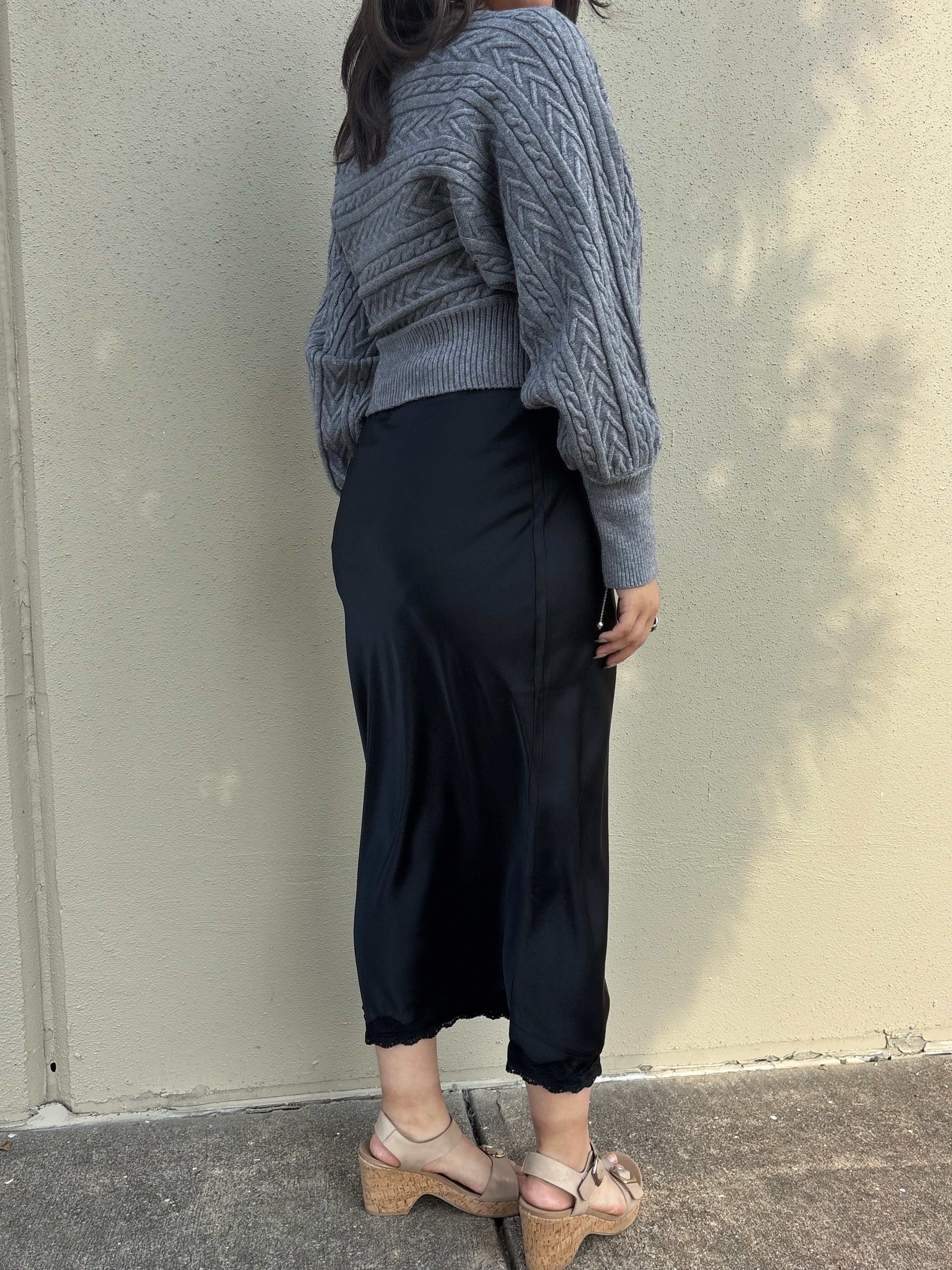 Classic Black Silk Skirt