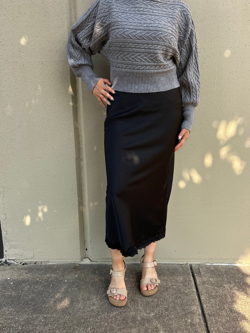 Classic Black Silk Skirt