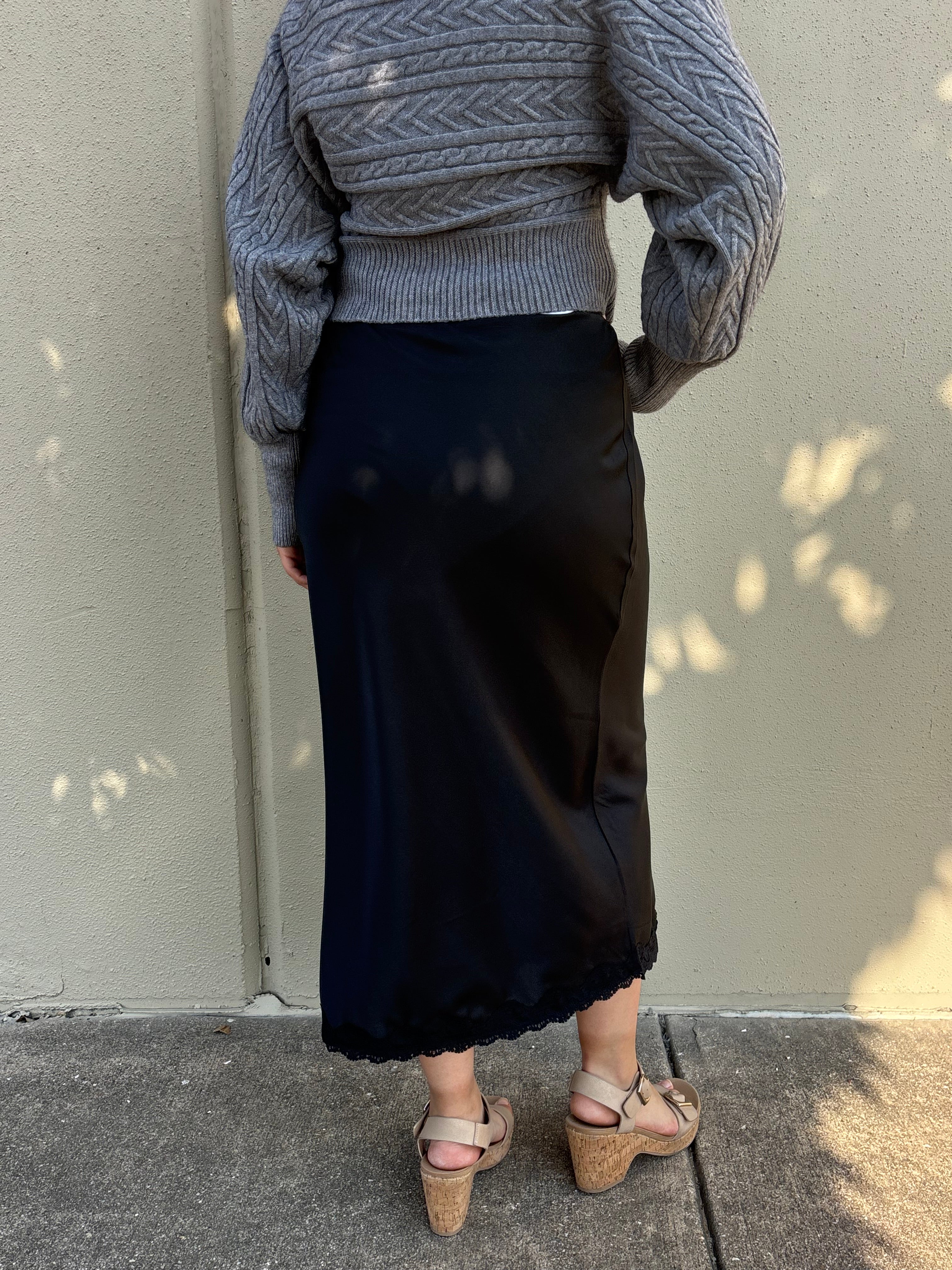 Classic Black Silk Skirt