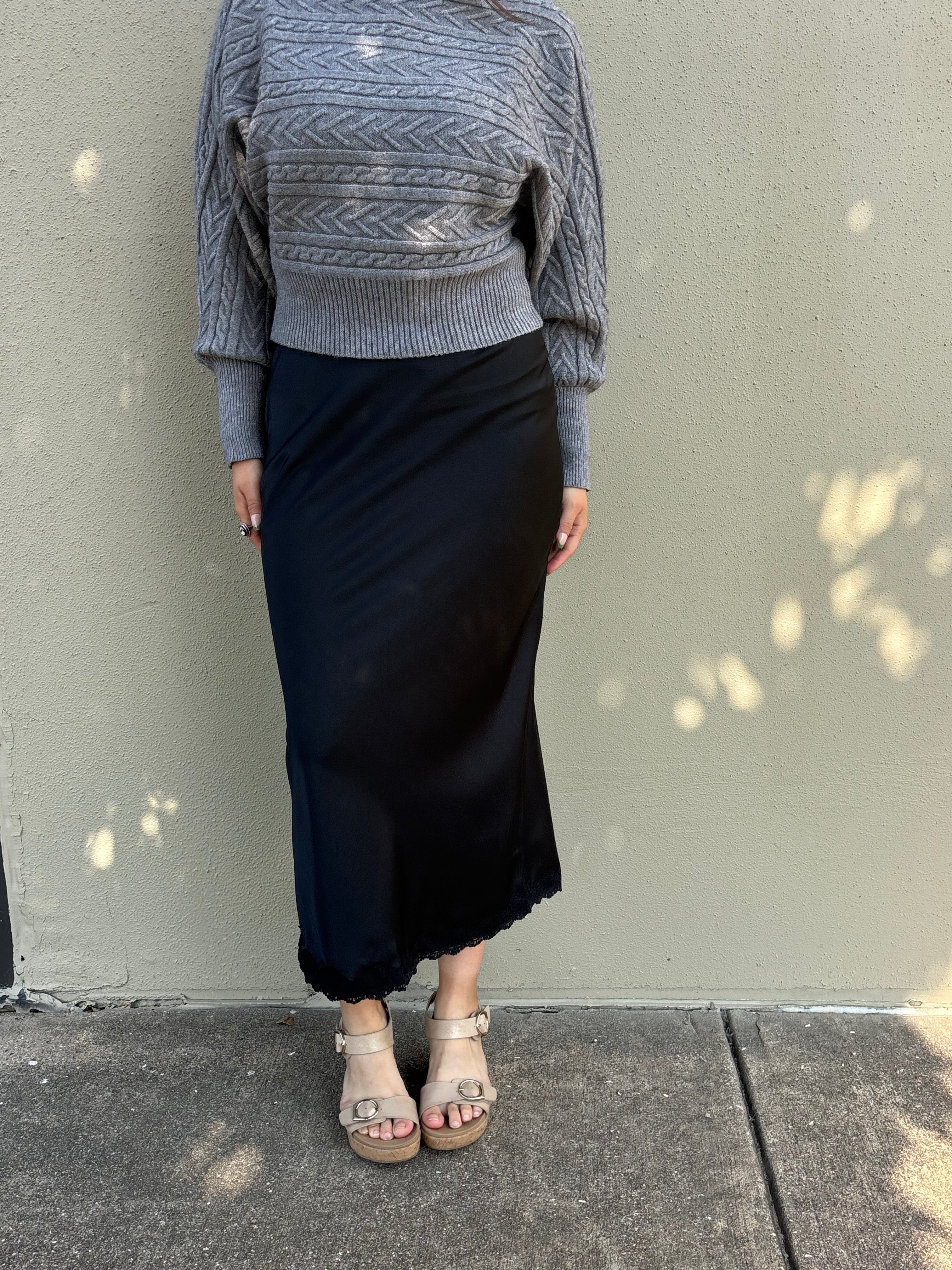 Classic Black Silk Skirt