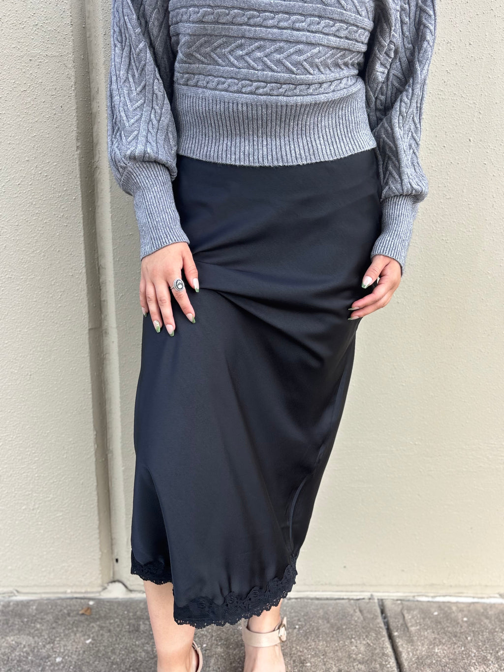 Classic Black Silk Skirt